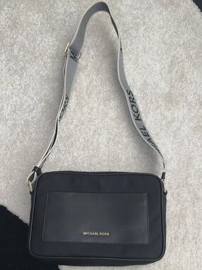 Michael Kors Black Nylon Crossbody with Logo Strap